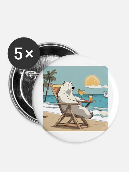 Eisbär bei Sonnenuntergang - Buttons groß 56 mm (5er Pack) - Weiß