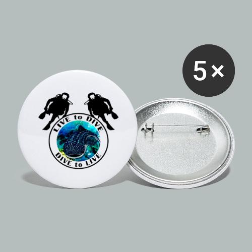 Live to Dive - Dive to Live - Buttons groß 56 mm (5er Pack)