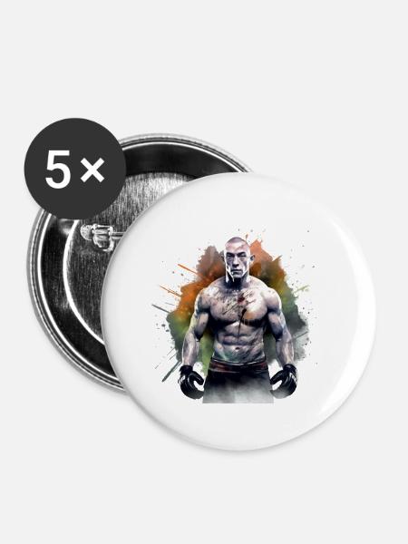 Francis MMA-Kämpfer - Buttons groß 56 mm (5er Pack) - Weiß