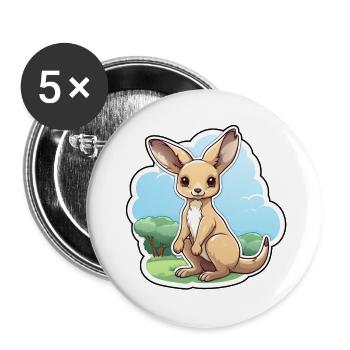 Känguru - Buttons groß 56 mm (5er Pack) - Weiß - Vorne