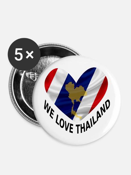 We love Thailand - Buttons groß 56 mm (5er Pack) - Weiß
