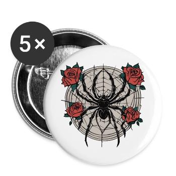 Araignée / Toile / Animal de compagnie / Reptile / Huit pattes - Lot de 5 grands badges (56 mm) - blanc - Devant