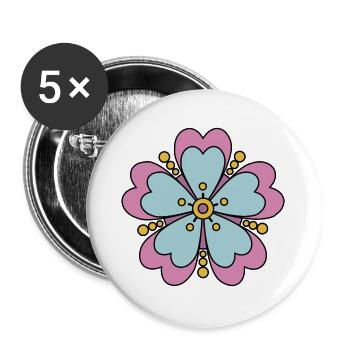 Cute Funky Hippie Boho Flower - Buttons large 2.2''/56 mm (5-pack) - white - Front