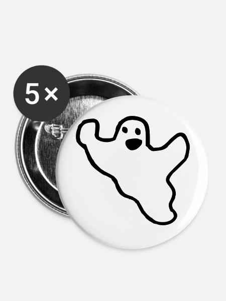 Gespenst - Buttons groß 56 mm (5er Pack) - Weiß