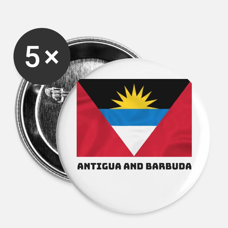 Antigua and Barbuda flag - Buttons large 2.2''/56 mm (5-pack) - white