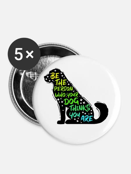 Haustiere Hund Statement Lieblingstier Kuscheltier - Buttons groß 56 mm (5er Pack) - Weiß