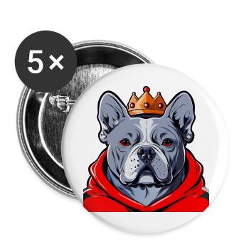 dog king 4 - Buttons groß 56 mm (5er Pack) - Weiß - Vorne