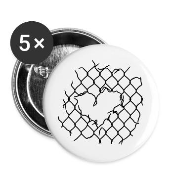 Cœur en treillis métallique - Lot de 5 grands badges (56 mm) - blanc - Devant