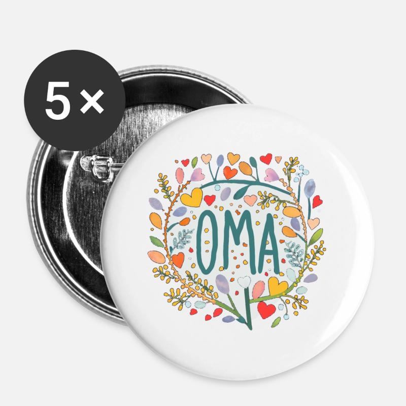 Oma - Buttons groß 56 mm (5er Pack) - Weiß