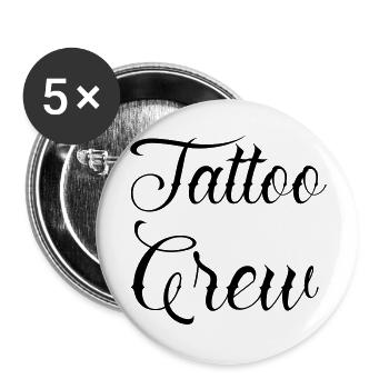 tattoo crew - Buttons groß 56 mm (5er Pack) - Weiß - Vorne
