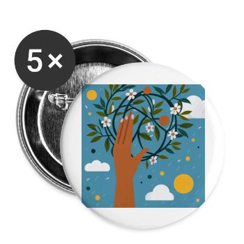 Nachhaltige Welt - Buttons groß 56 mm (5er Pack) - Weiß - Vorne