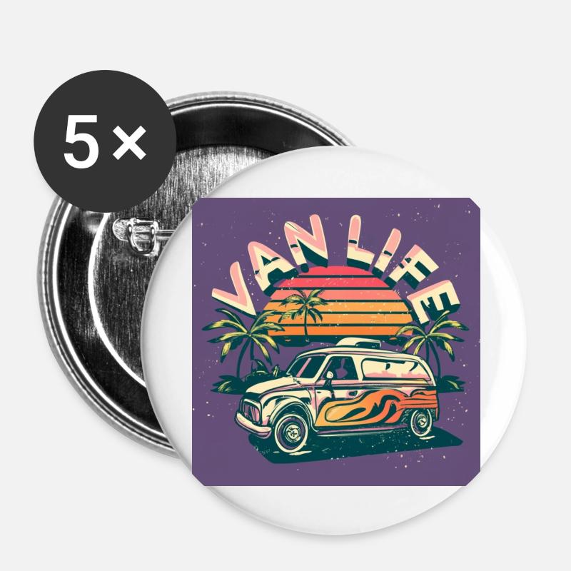 Van-Life - Buttons large 2.2''/56 mm (5-pack) - white