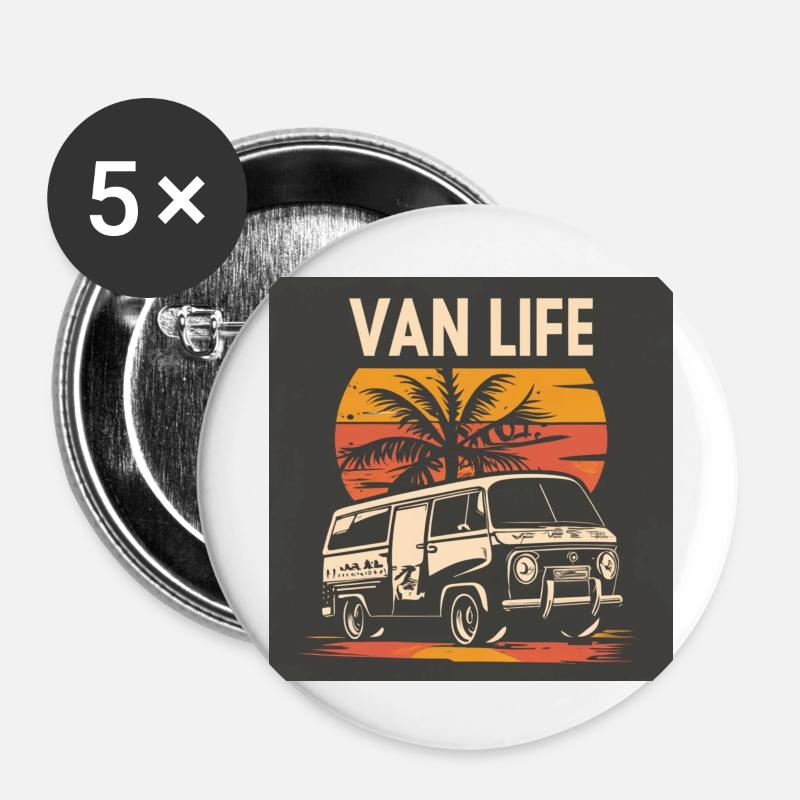 Van-Life - Buttons large 2.2''/56 mm (5-pack) - white
