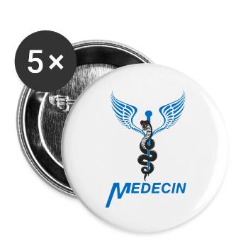 Médecin - Lot de 5 grands badges (56 mm) - blanc - Devant