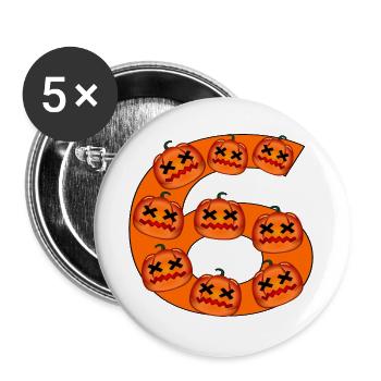 NUMBER 6 - AUTUMN HALLOWEEN PUMPKINS - Buttons large 2.2''/56 mm (5-pack) - white - Front