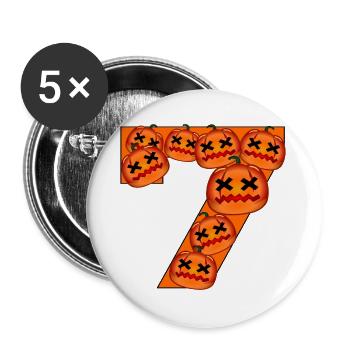 ZAHL 7 - HALLOWEEN KOSTÜME - Buttons groß 56 mm (5er Pack) - Weiß - Vorne