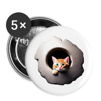 Chat Propriétaire Chaton Chat Domestique Chat - Lot de 5 grands badges (56 mm) - blanc - Devant