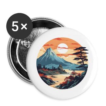 over the Japanese Mountains - Buttons large 2.2''/56 mm (5-pack) - white - Front