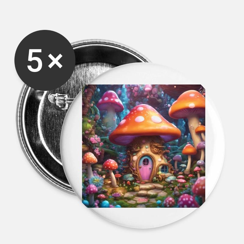 Shroom life - Buttons large 2.2''/56 mm (5-pack) - white
