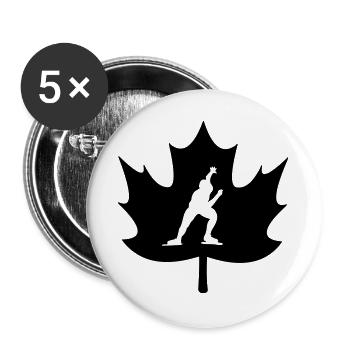 Kanada-Ahornblatt-Schlittschuh-Logo - Buttons groß 56 mm (5er Pack) - Weiß - Vorne