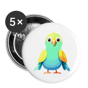 Budgie Bird Cockatiel Bird Propriétaire - Lot de 5 grands badges (56 mm) - blanc - Devant