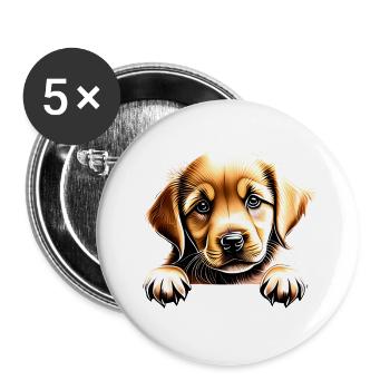 Puppy Dogs Golden Retriever Dog Owners - Buttons large 2.2''/56 mm (5-pack) - white - Front