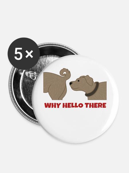 Haustiere Hund Statement Kuscheltier Heimtier - Buttons groß 56 mm (5er Pack) - Weiß