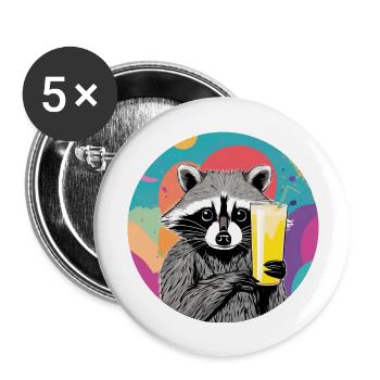 Mignon raton laveur au lait de banane - Lot de 5 grands badges (56 mm) - blanc - Devant