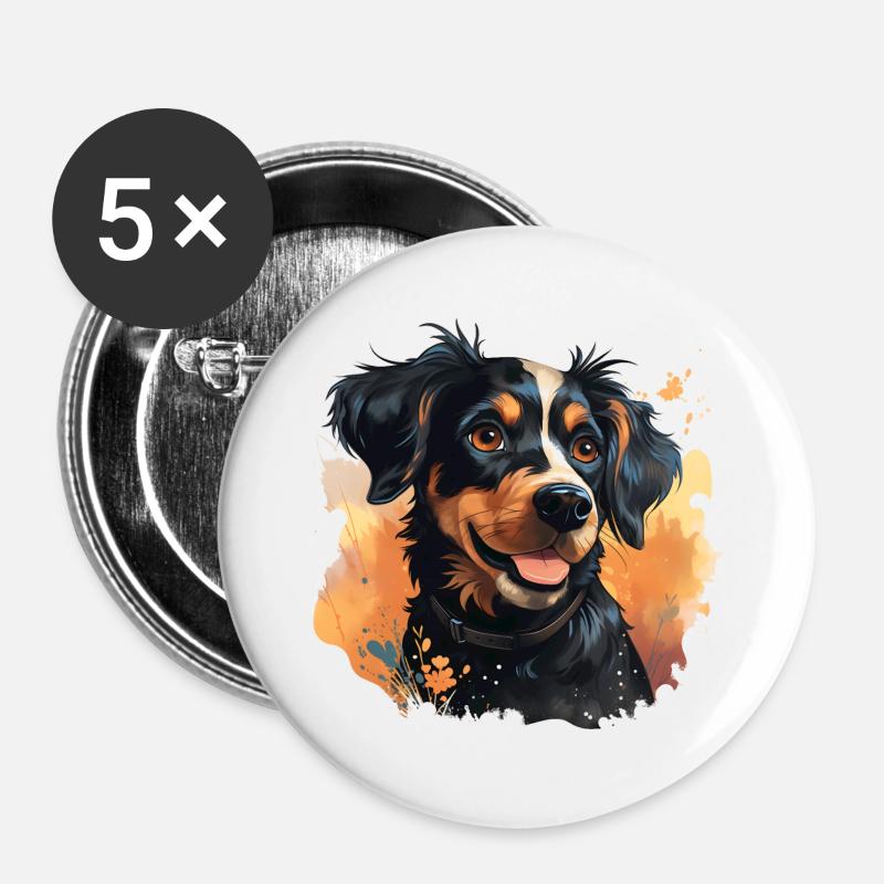 Cute Dog Design - Animals, Joy, Love - Buttons large 2.2''/56 mm (5-pack) - white