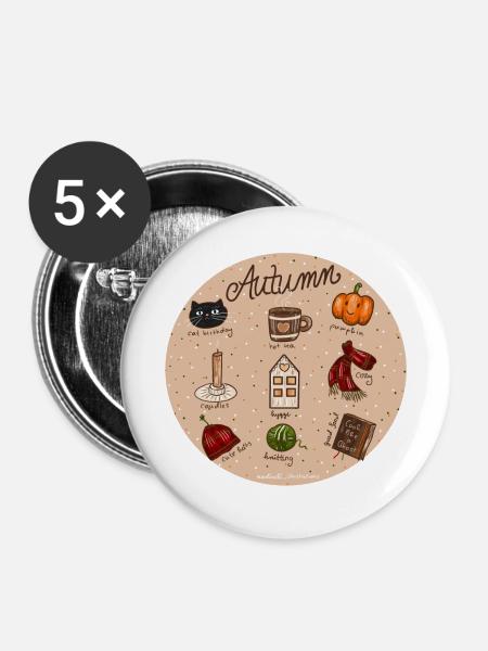 Autumn - Buttons groß 56 mm (5er Pack) - Weiß
