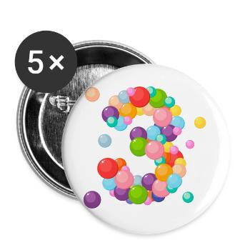 three years, I am 3 years old, birthday 3 years, 3 years old - Buttons large 2.2''/56 mm (5-pack) - white - Front