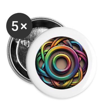 Regenbogen Farben Elemente Knoten - Buttons groß 56 mm (5er Pack) - Weiß - Vorne