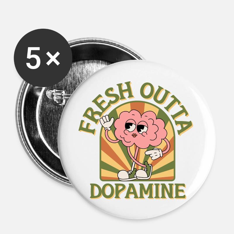 fresh outta dopamine | adhd, neurodivergent - Buttons large 2.2''/56 mm (5-pack) - white