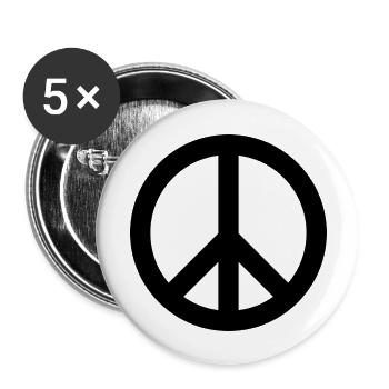 Friedenszeichen - Buttons groß 56 mm (5er Pack) - Weiß - Vorne