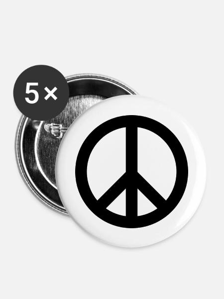 Friedenszeichen - Buttons groß 56 mm (5er Pack) - Weiß