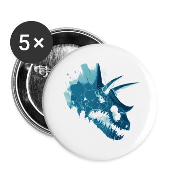 Dinosaurier-Kopf - Buttons groß 56 mm (5er Pack) - Weiß - Vorne