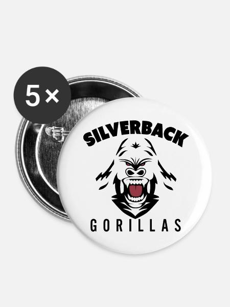 Silverback Gorillas - Buttons groß 56 mm (5er Pack) - Weiß