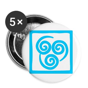 Symbole du vent en carré - Lot de 5 grands badges (56 mm) - blanc - Devant