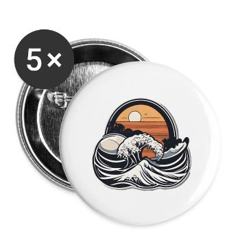 Sunset Wave - Buttons large 2.2''/56 mm (5-pack) - white - Front