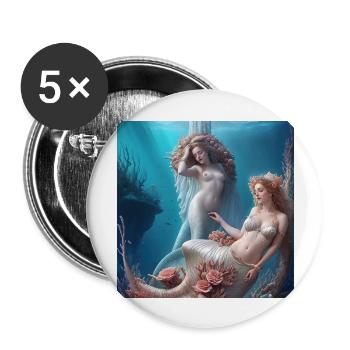 Mermaids - Buttons large 2.2''/56 mm (5-pack) - white - Front