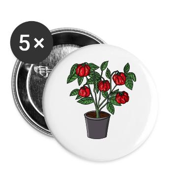 Chili Plant Pot Spicy Tabasco Jalapeno - Buttons large 2.2''/56 mm (5-pack) - white - Front