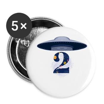 UFO-Angriff zum 2. Jahrestag - Buttons groß 56 mm (5er Pack) - Weiß - Vorne