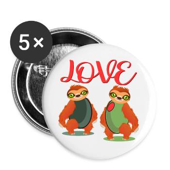 LOVE SLOTH OLIVES COSTUMES POUR COUPLES - Lot de 5 grands badges (56 mm) - blanc - Devant