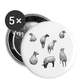 schafherde, ländlich, süße tiermotive - Buttons groß 56 mm (5er Pack) - Weiß - Vorne