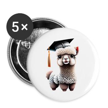 Bachelor Alpaga Graduation Studies Graduate - Lot de 5 grands badges (56 mm) - blanc - Devant