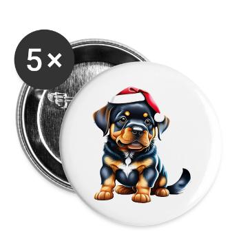 Rottweiler Dog Puppy Rottweiler Puppy Dogs - Buttons large 2.2''/56 mm (5-pack) - white - Front