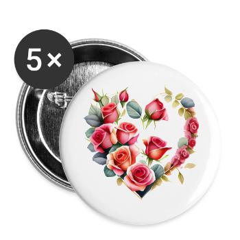 Fiançailles amoureuses Saint-Valentin Mariage Fête des mères - Lot de 5 grands badges (56 mm) - blanc - Devant