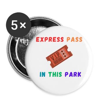 Pass express pour le parc - Lot de 5 grands badges (56 mm) - blanc - Devant