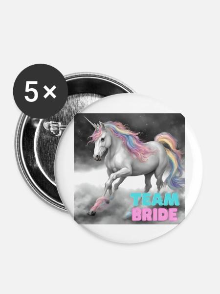 TEAM Bride - Junggesellinenabschied - Buttons groß 56 mm (5er Pack) - Weiß