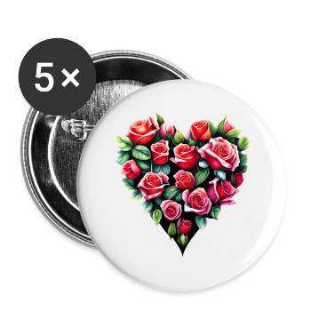 Fête des mères, Saint-Valentin, Mariage, Amour, Fiançailles - Lot de 5 grands badges (56 mm) - blanc - Devant